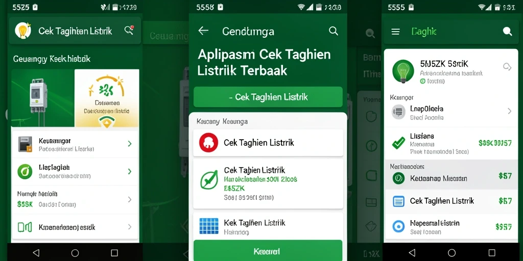 Antarmuka aplikasi 555ZK untuk cek tagihan listrik.