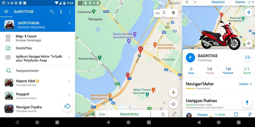 Tampilan antarmuka aplikasi Navigasi Motor yang intuitif dan informatif.