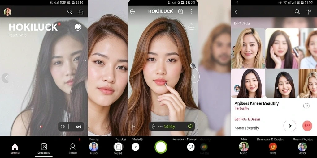 Tampilan antarmuka HOKILUCK dengan berbagai fitur edit foto.