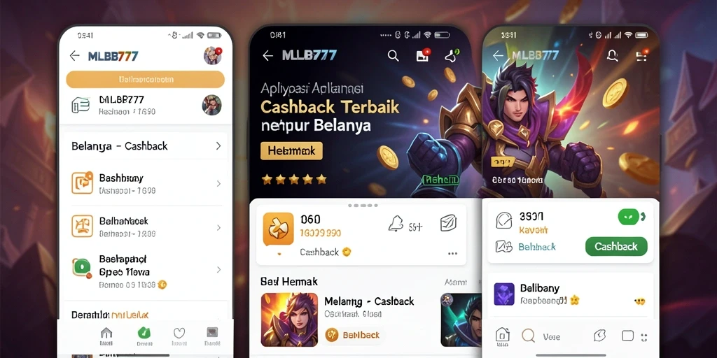 Tampilan antarmuka MLBB777 dengan berbagai pilihan cashback menarik.