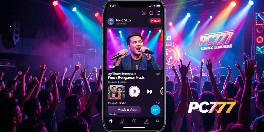 Antarmuka pengguna PC777 yang menarik saat karaoke.