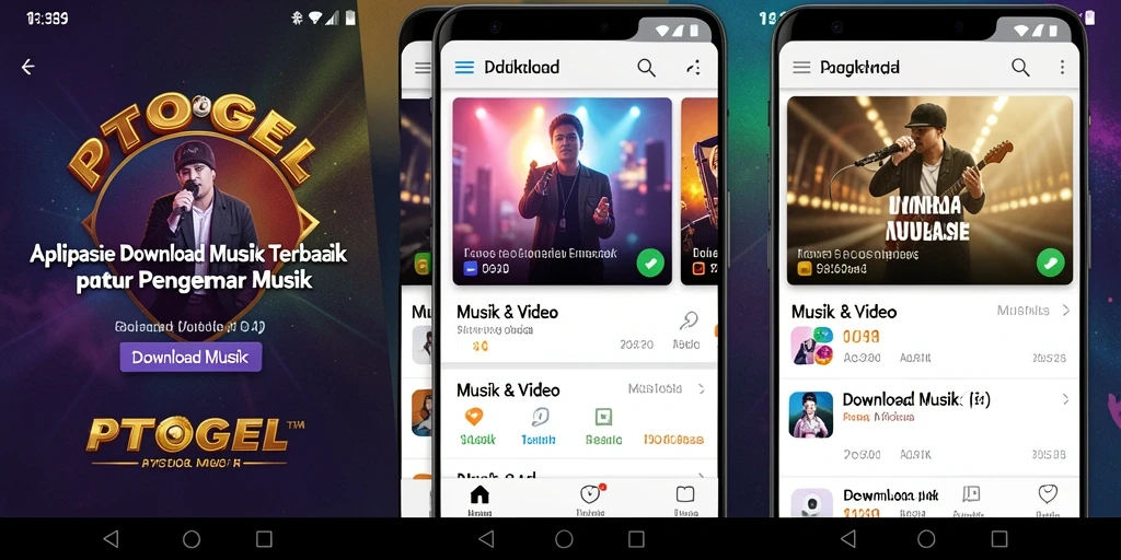 Tampilan antarmuka PTTOGEL dengan fitur Download Musik yang menarik.
