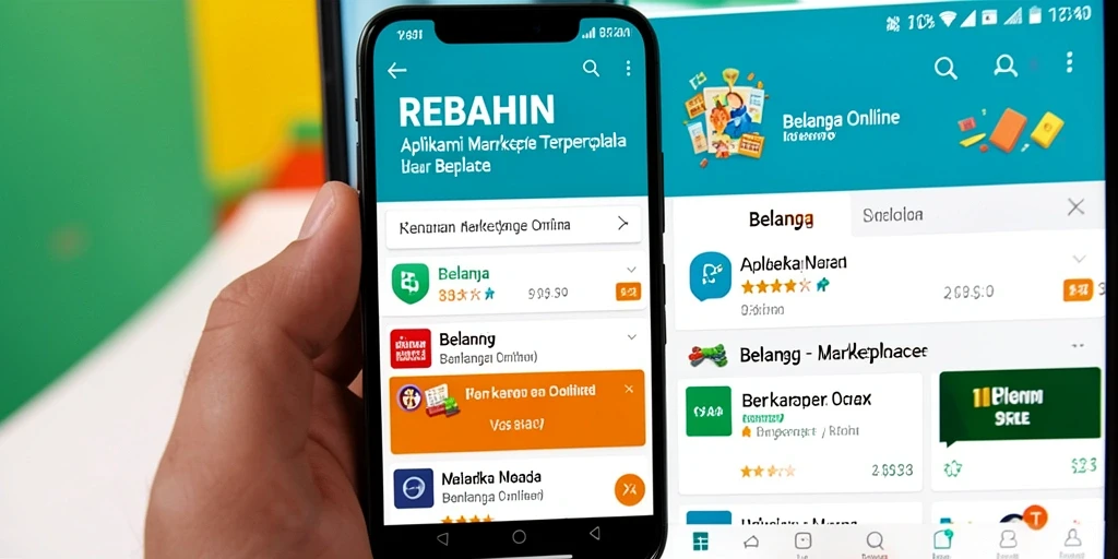 Antarmuka pengguna aplikasi REBAHIN dengan berbagai pilihan produk.